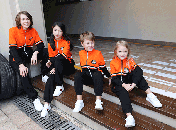 冬季运动中小学校服定做反光条新款拼色套装
